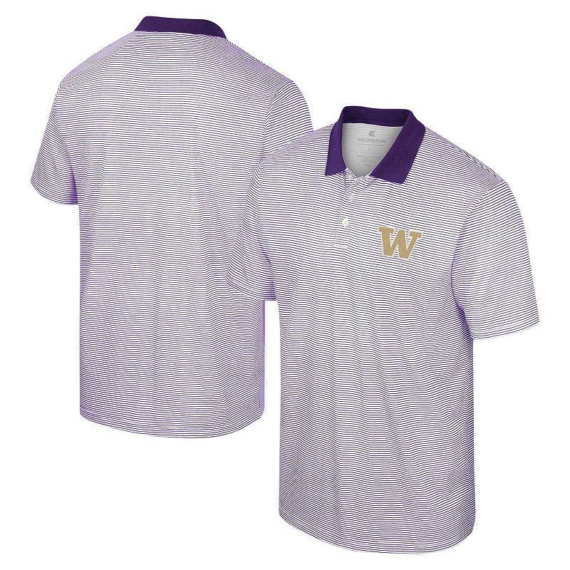 Mens Colosseum /Purple Washington Huskies Print Stripe Polo Product Image