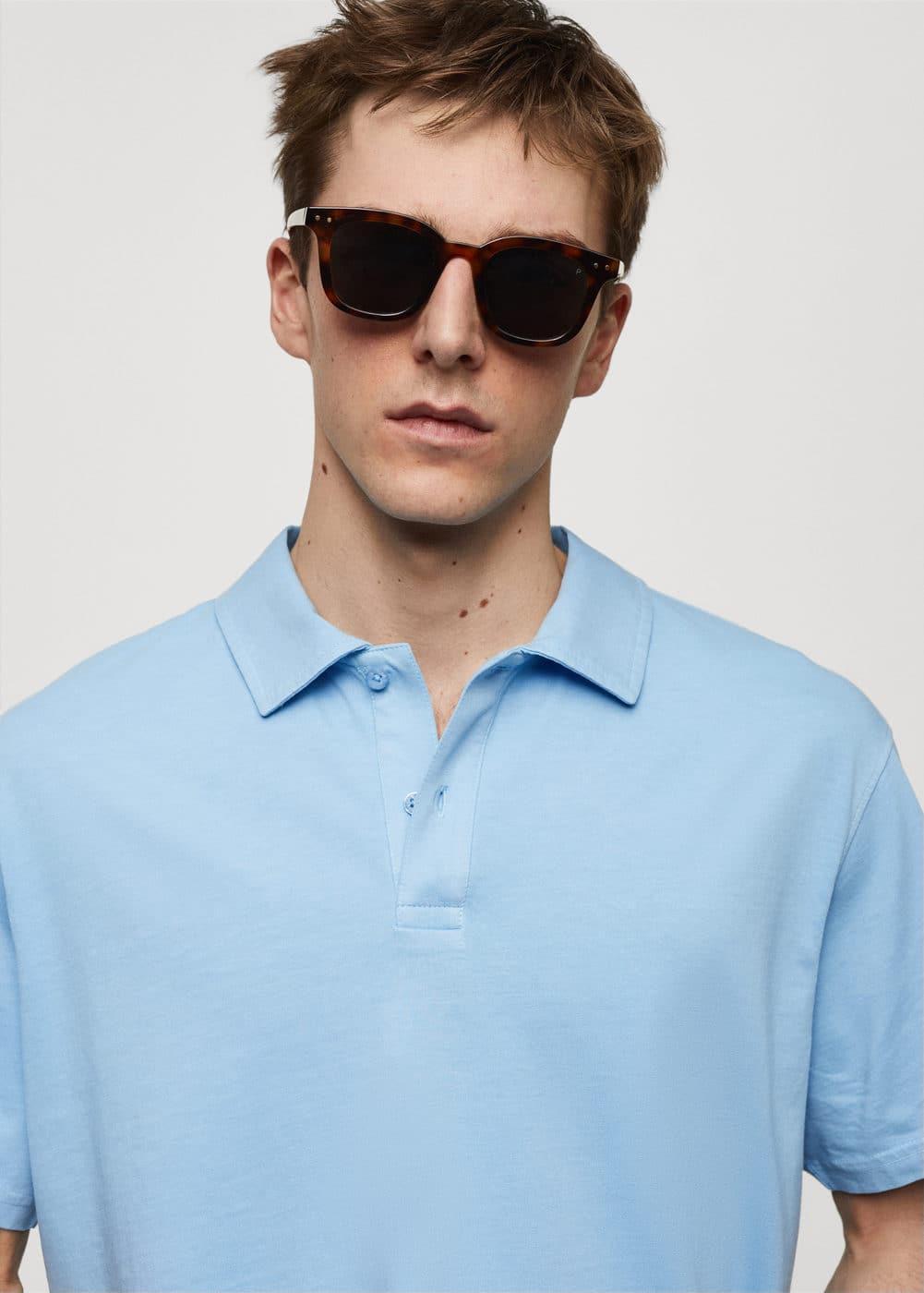 MANGO MAN - 100% cotton relaxed fit polo shirt sky blueMen Product Image