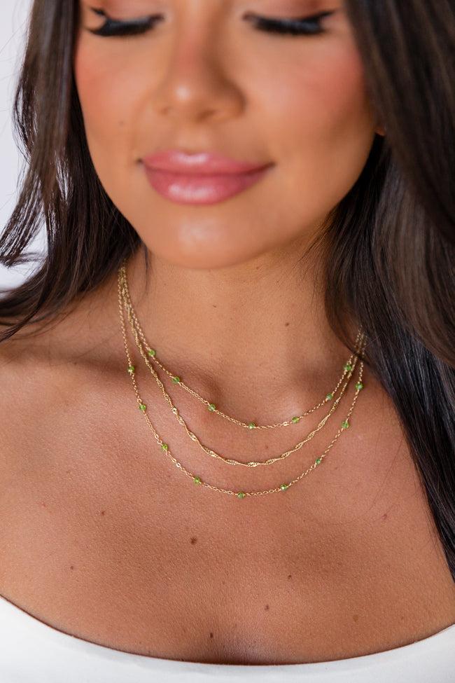 Green Beaded Layering Necklace Product Image