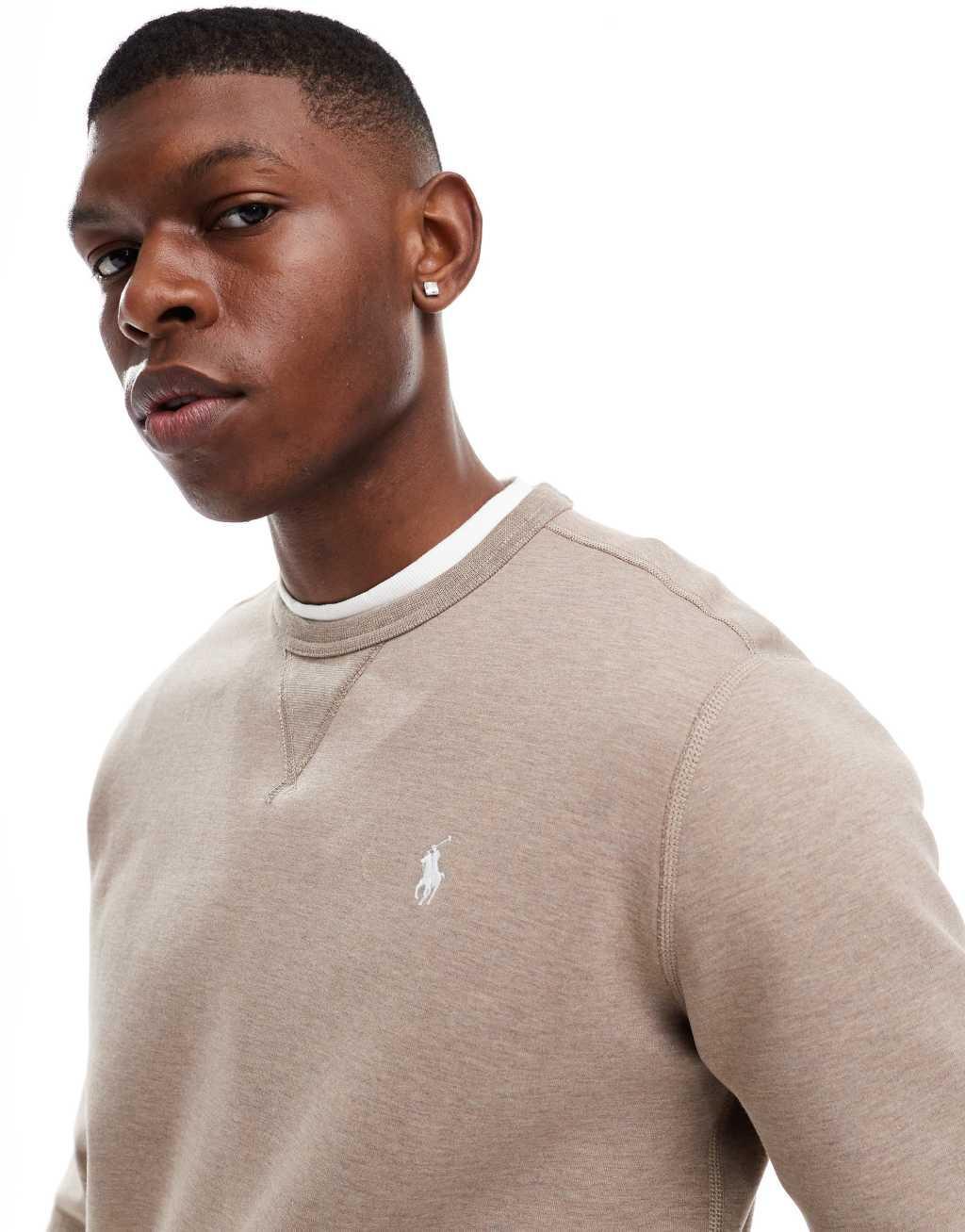 Polo Ralph Lauren icon logo double knit sweatshirt in heathered brown - part of a set Product Image