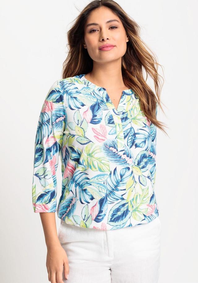 Olsen Womens 3/4 Sleeve Tropic Print Tunic Tee Product Image