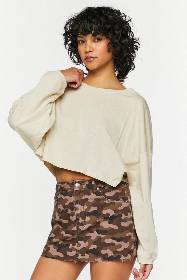 Boxy Long-Sleeve Cropped Tee | Forever 21 Product Image