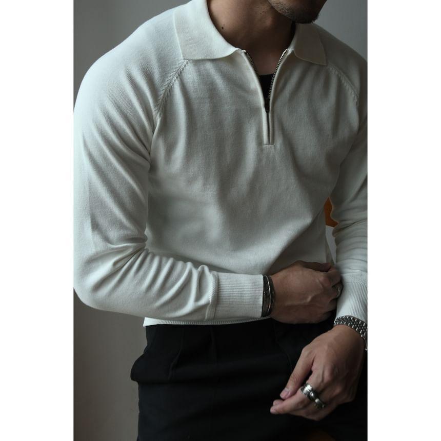 Plain Half-Zip Polo Sweater Product Image