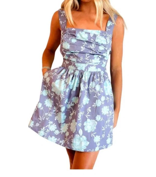 Printed Mini Dress In Blue Product Image