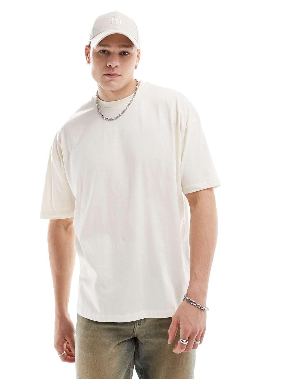 ASOS DESIGN oversized t-shirt in off white with back print Product Image