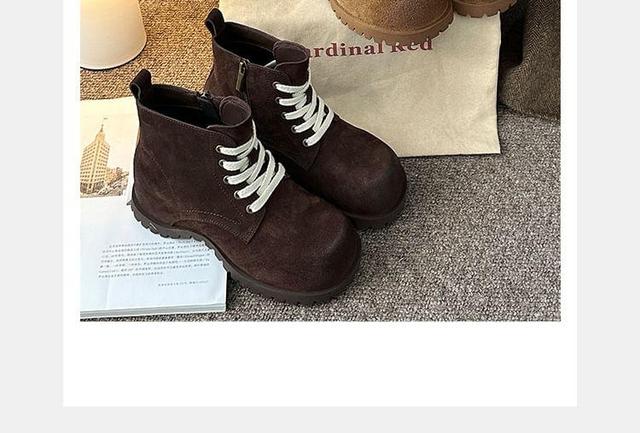 Plain Lace-Up Faux Suede Short Boots Product Image