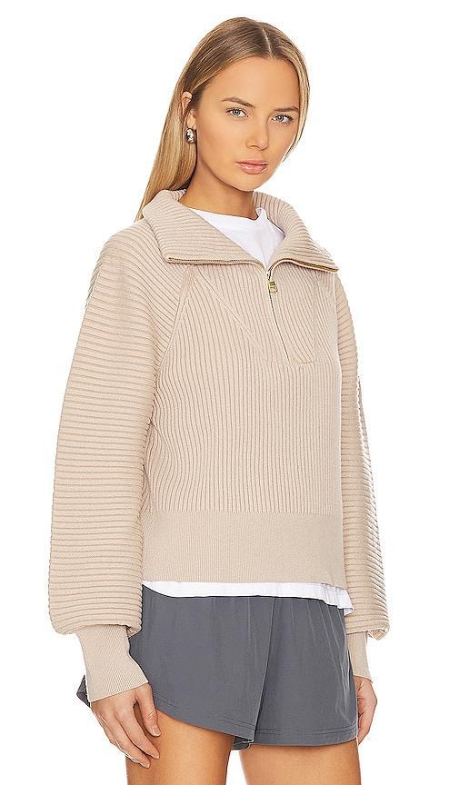 Varley Reid Half Zip Sweater in Beige. Size L, M, XS. Product Image