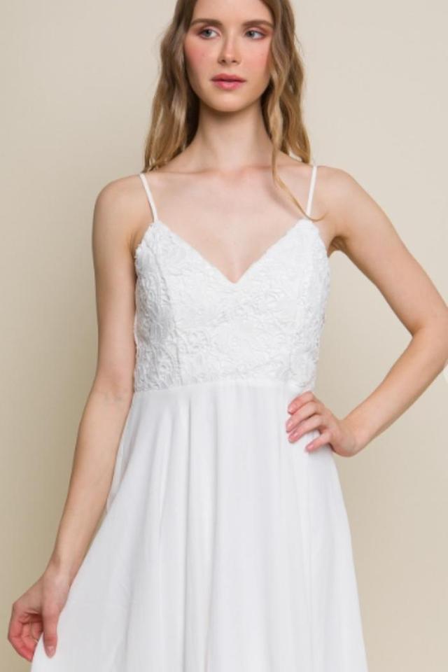 Crochet Lace White Skater Dress Product Image