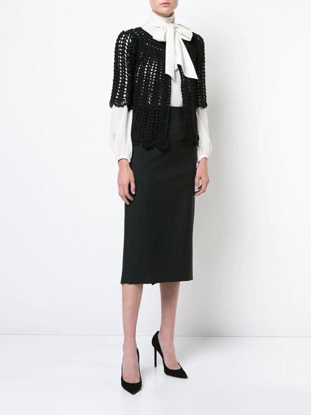 Cropped Knit Cardigan In Black Product Image