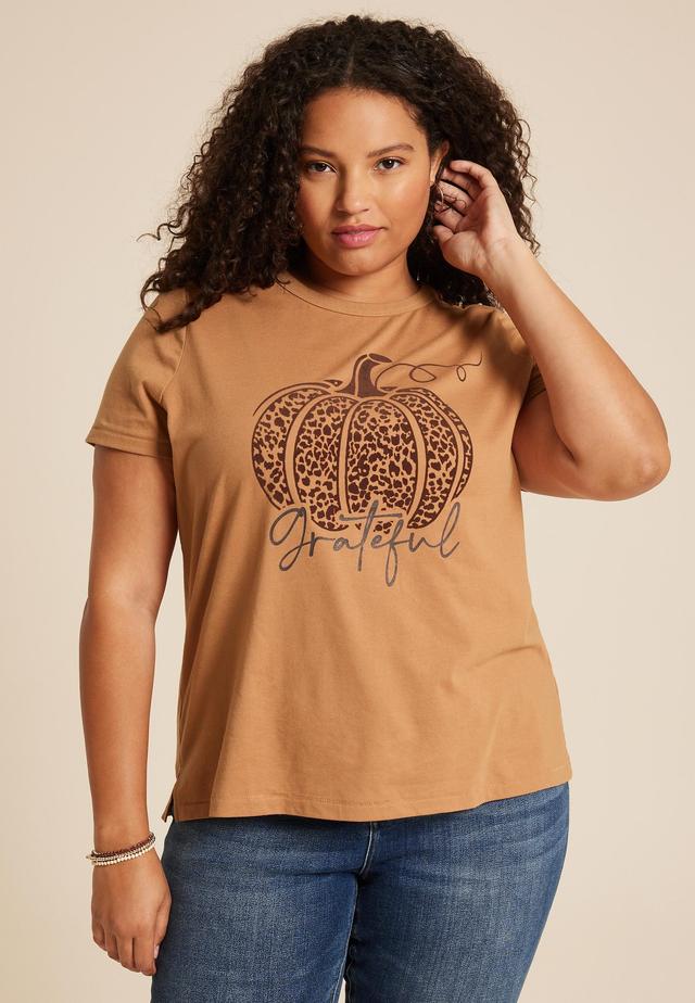 Maurices 2X Plus Size Womens Grateful Classic Fit Graphic Tee Brown Product Image