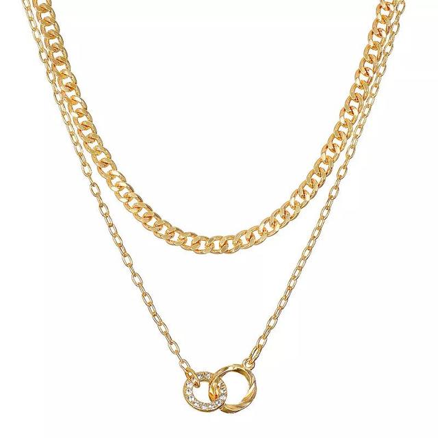 Emberly Gold Tone 2 Row Chain Link Pendant Necklace, Womens Product Image