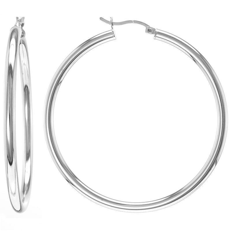 Judy Crowell Sterling Silver Tube Hoop Earrings, Womens Product Image