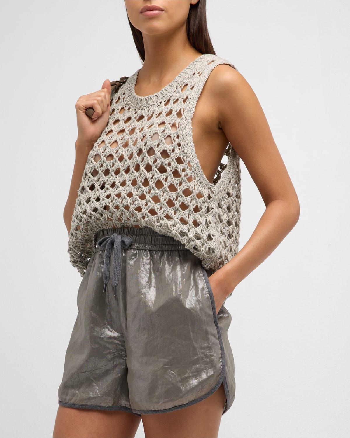 Womens Jute and Cotton Mesh Knit Top Product Image