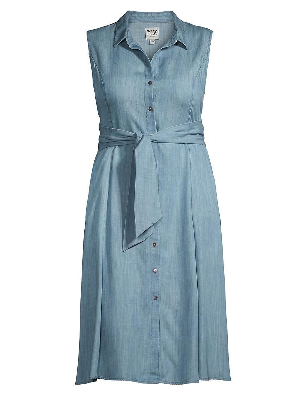 Womens Tie-Waist Chambray Denim Shirtdress product image