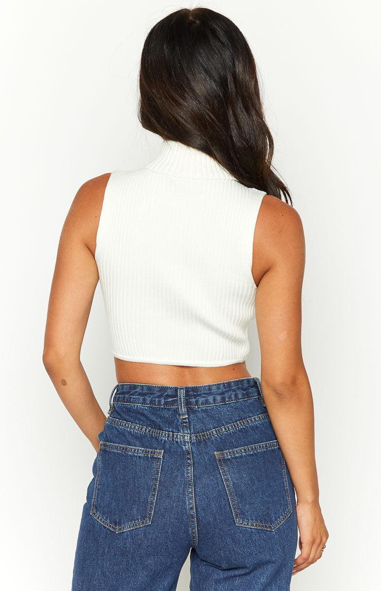 Yvette White Knit Crop Top Product Image