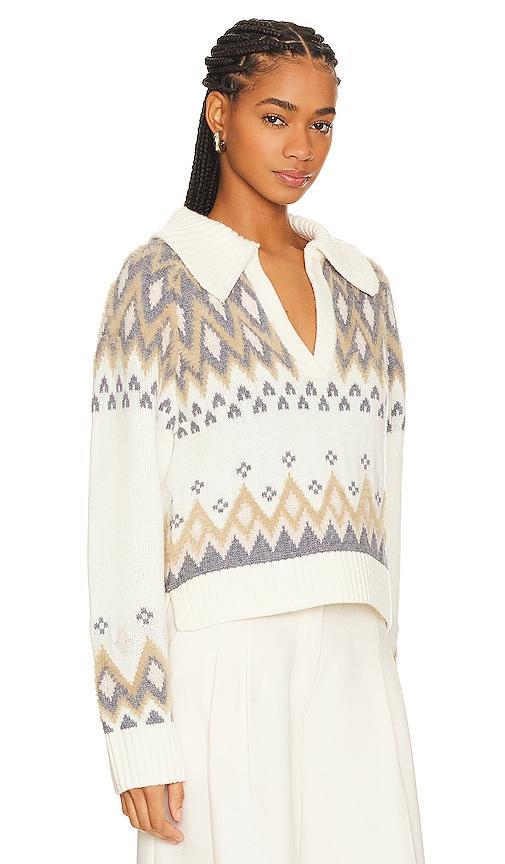 SIMKHAI Clarence Polo Pullover Sweater in Vory Multi - Ivory. Size S (also in M, XS). Product Image