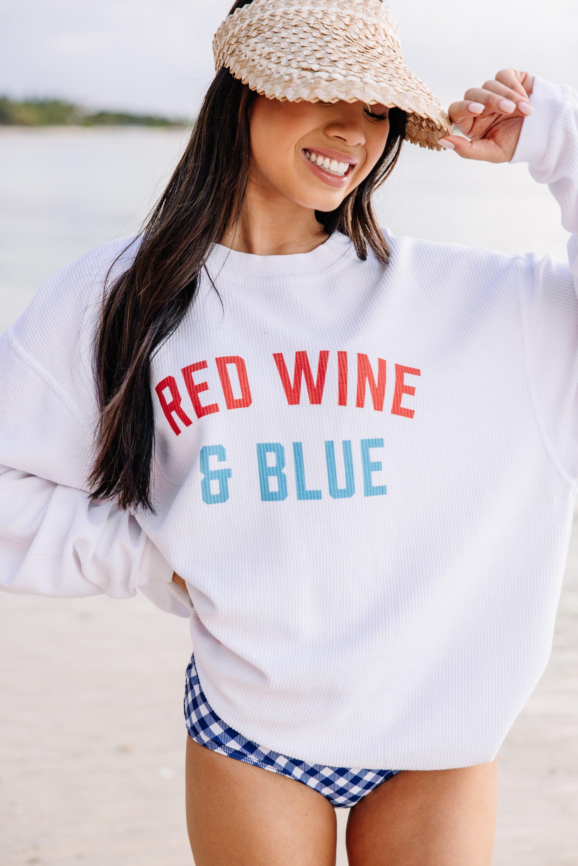 Red Wine and Blue White Corded Graphic Sweatshirt Female Product Image