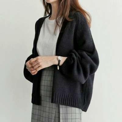 Plain Open Front Cardigan Product Image