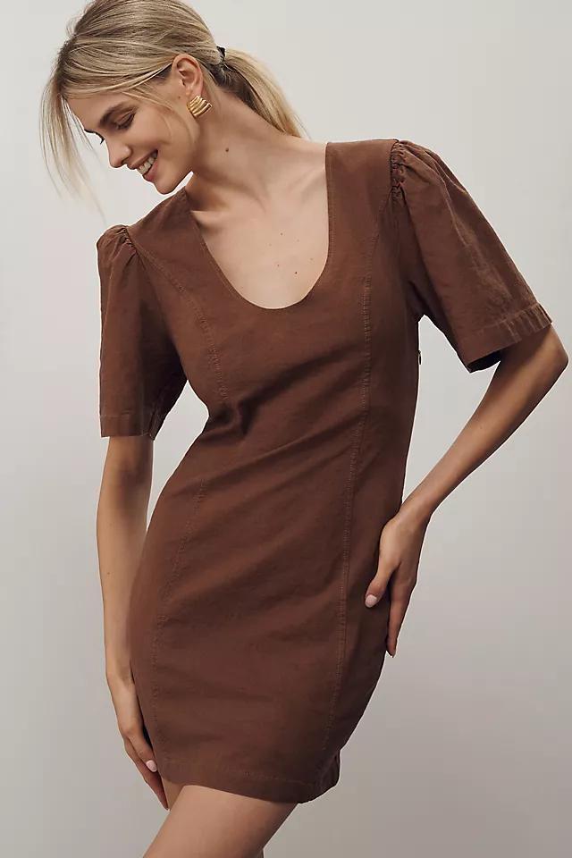 Maeve Puff-Sleeve Back-Cutout Mini Dress Product Image