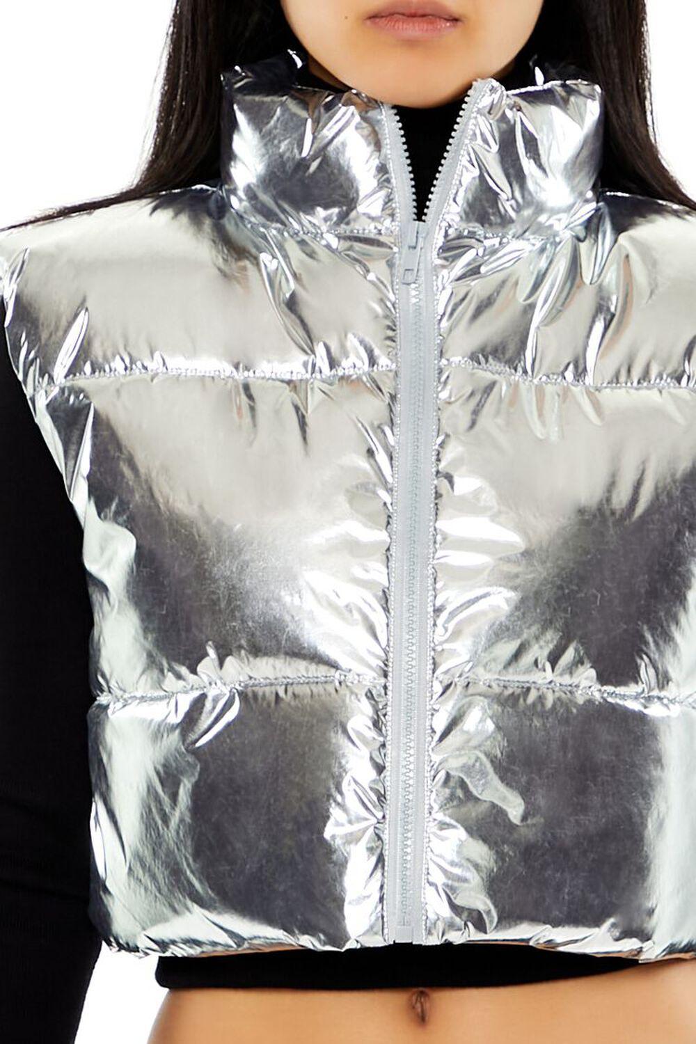 Quilted Metallic Cropped Vest | Forever 21 Product Image