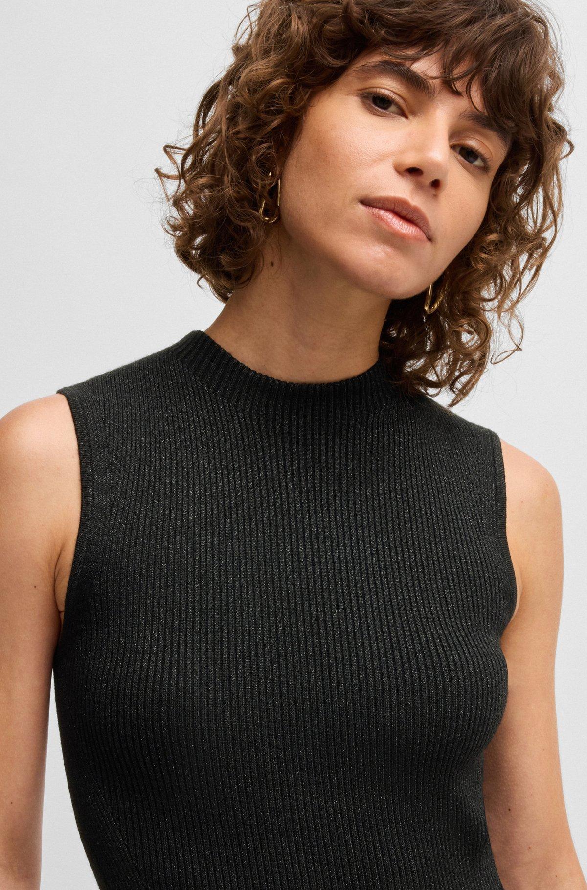 Sleeveless ribbed top with sparkle effect Product Image