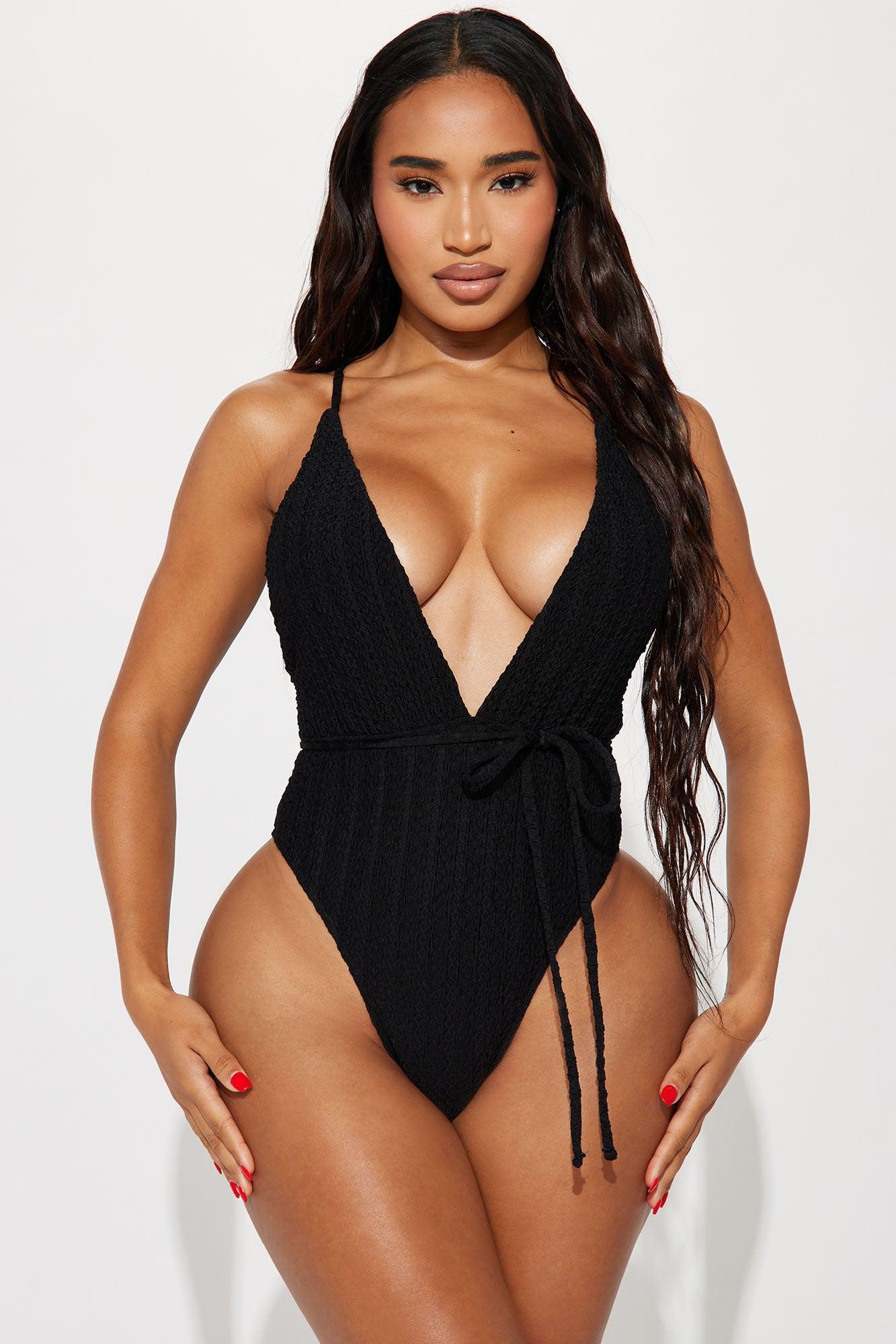 Summertime Drinks 1 Piece Swimsuit - Black Product Image