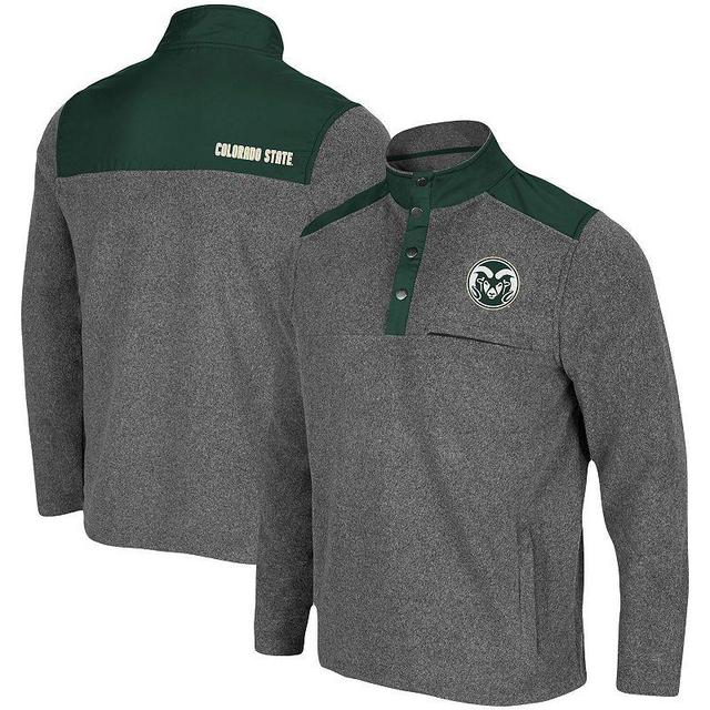 Mens Colosseum Heathered Charcoal/Green Colorado State Rams Huff Snap Pullover Product Image