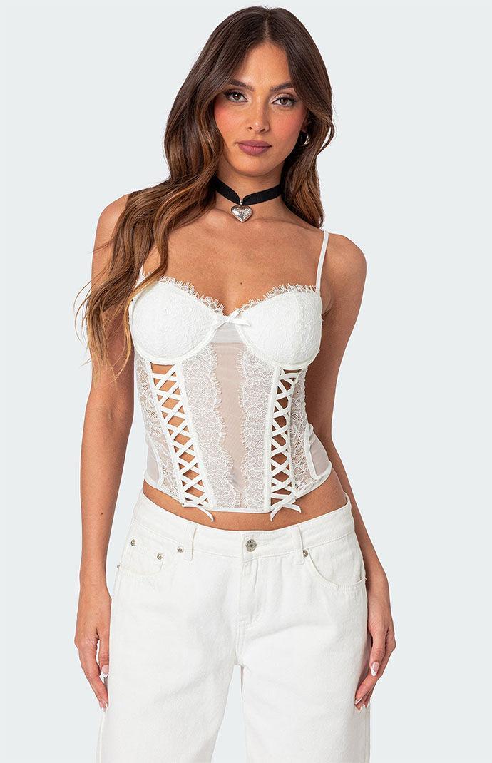 Edikted Women's Becki Sheer Lace Cupped Corset Product Image