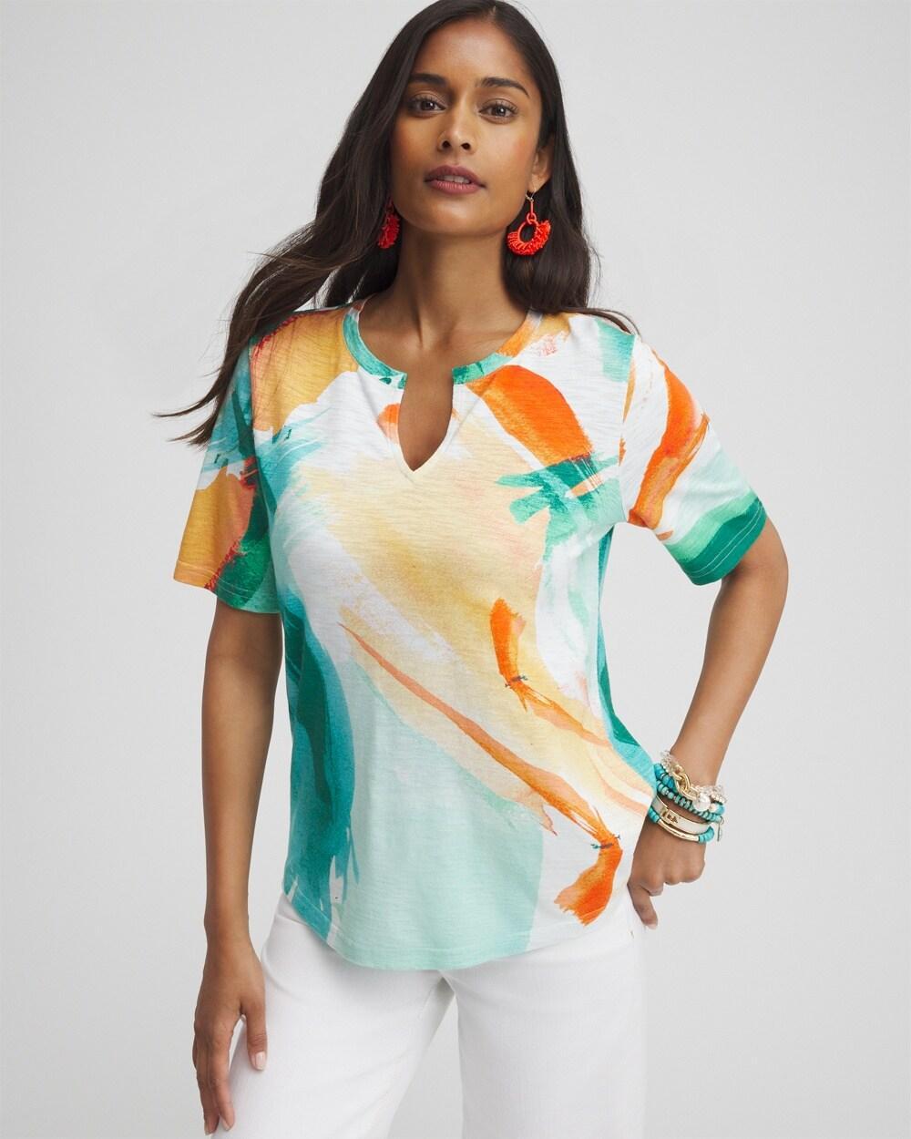 Women's Watercolor Notch Neck Tee Product Image