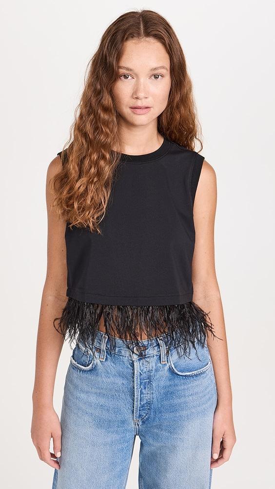 Cinq à Sept Cropped Feather Tee | Shopbop Product Image