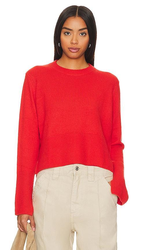 Autumn Cashmere Boxy Crew Neck in Red. Size L, M, XL, XS. Product Image