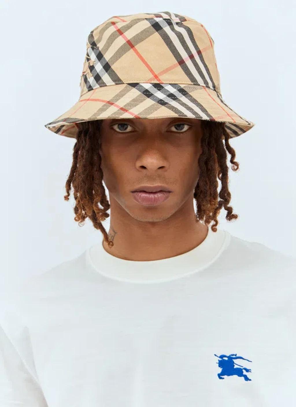 BURBERRY Check Bucket Hat In Beige Product Image