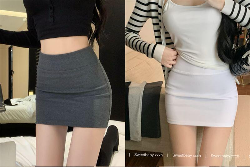 High-Waist Mini Pencil Skirt Product Image