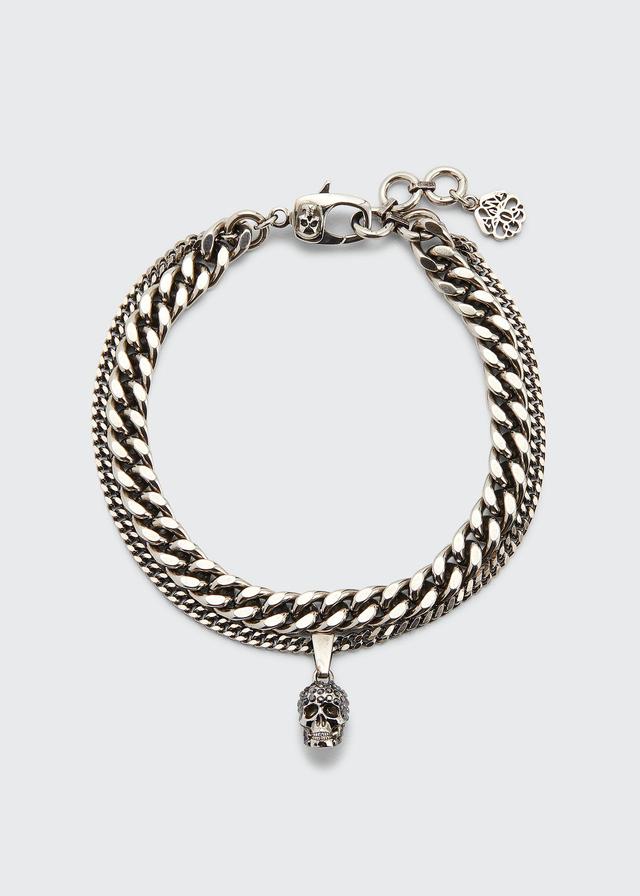 Mens Pav Skull Chain Bracelet Product Image