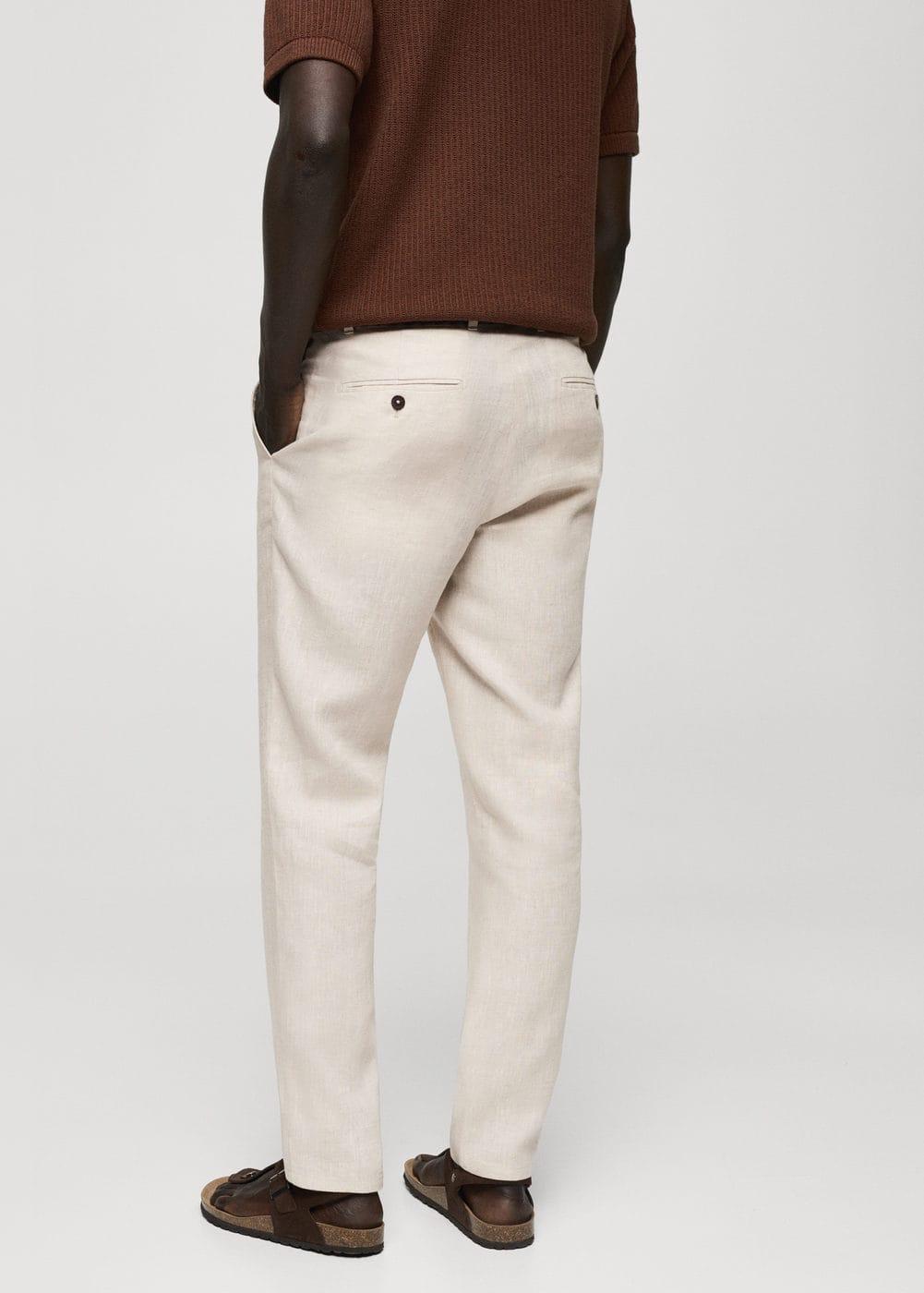 MANGO MAN - Slim-fit 100% linen pants ecruMen Product Image