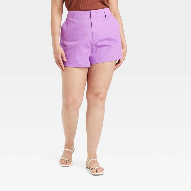 Womens High-Rise Everyday Chino Shorts - A New Day Purple 20 Product Image