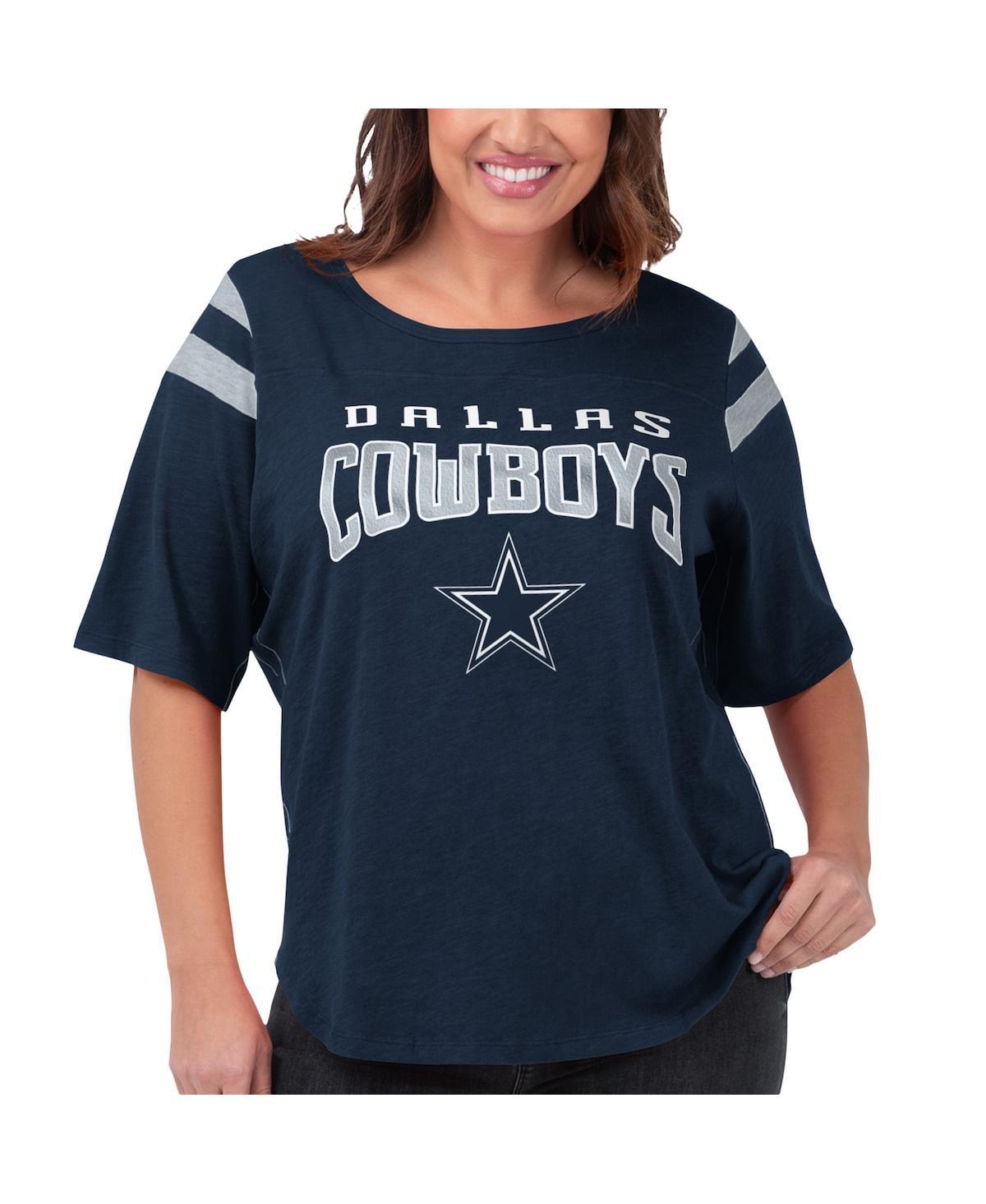 Womens G-III 4Her by Carl Banks Dallas Cowboys Plus Size Linebacker Three-Quarter Sleeve T-Shirt Blue Product Image