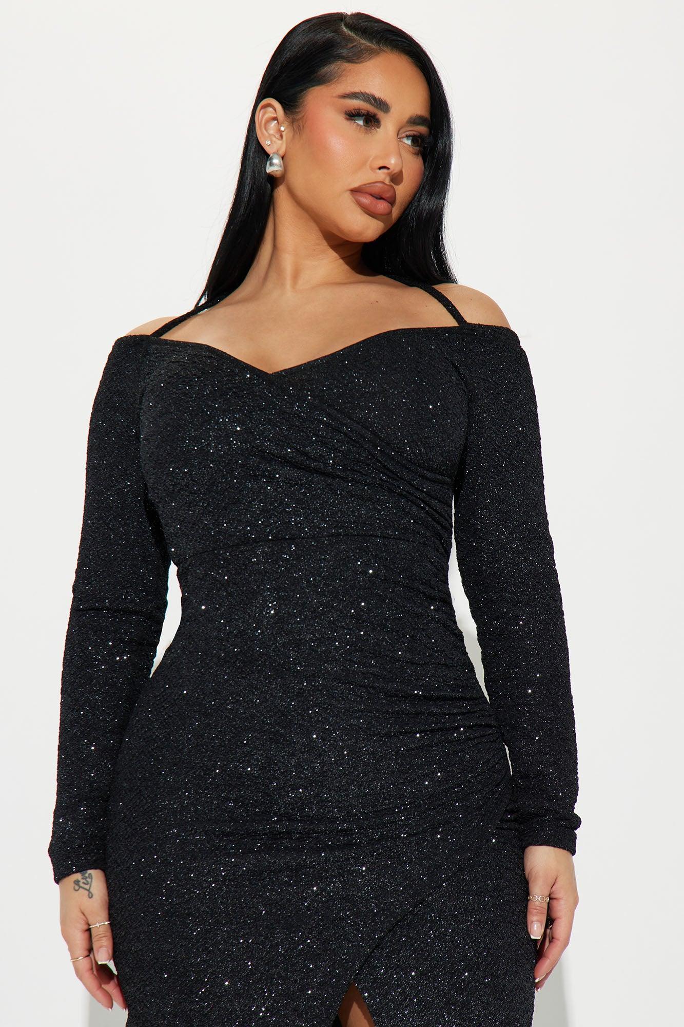 All That Glitter Midi Dress - Black Product Image