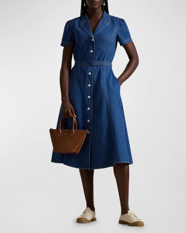 Buttoned Denim Midi Dress Product Image