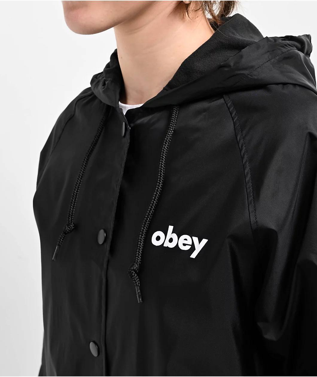 Obey Lowercase Black Windbreaker Jacket Product Image