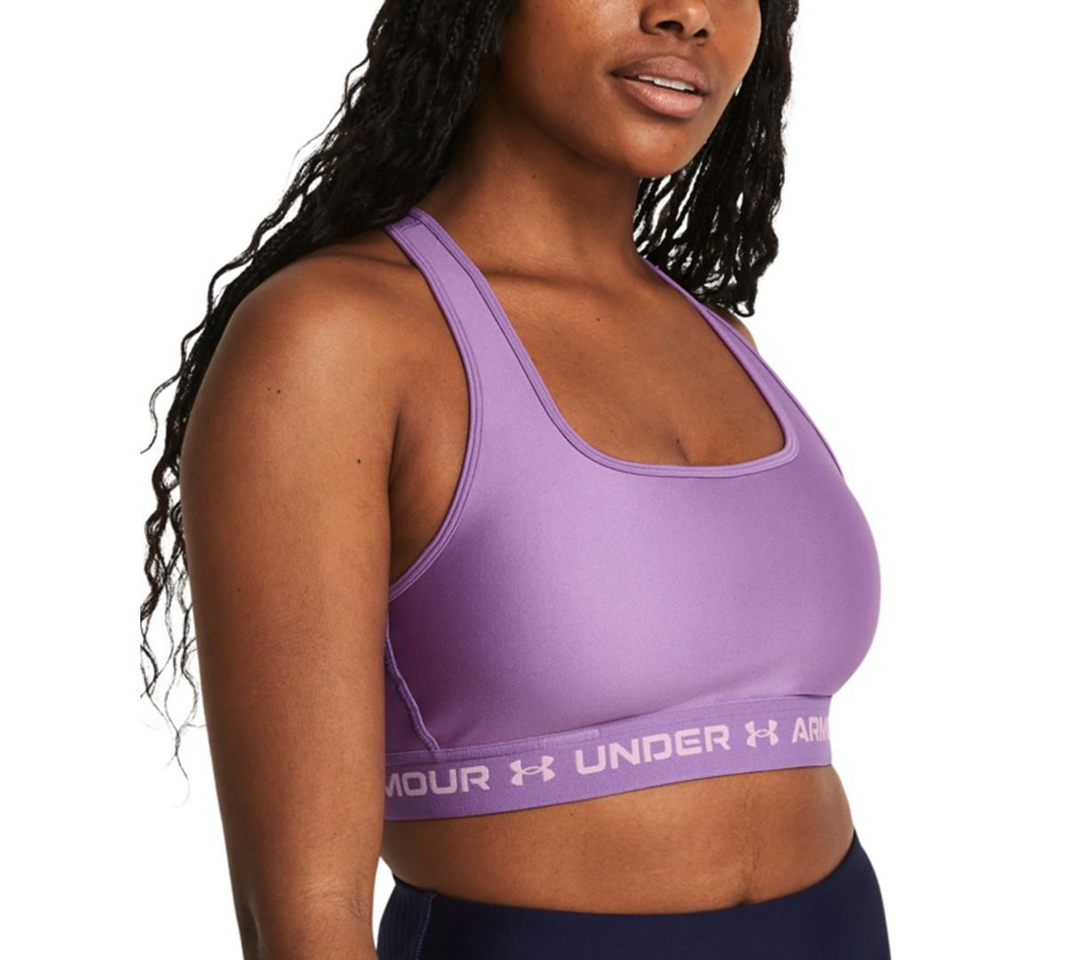 Under Armour Womens Crossback Medium Impact Sports Bra Capri / Sky Blue Product Image