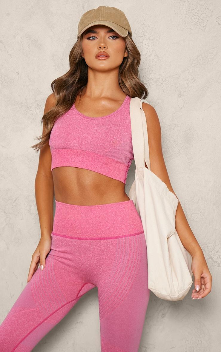 Pink Padded Seamless Sports Bra Product Image