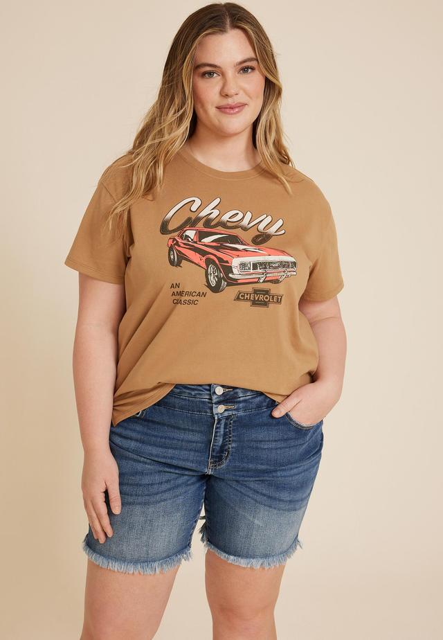 Maurices 0X Plus Size Womens Chevy Oversized Fit Graphic Tee Brown Product Image