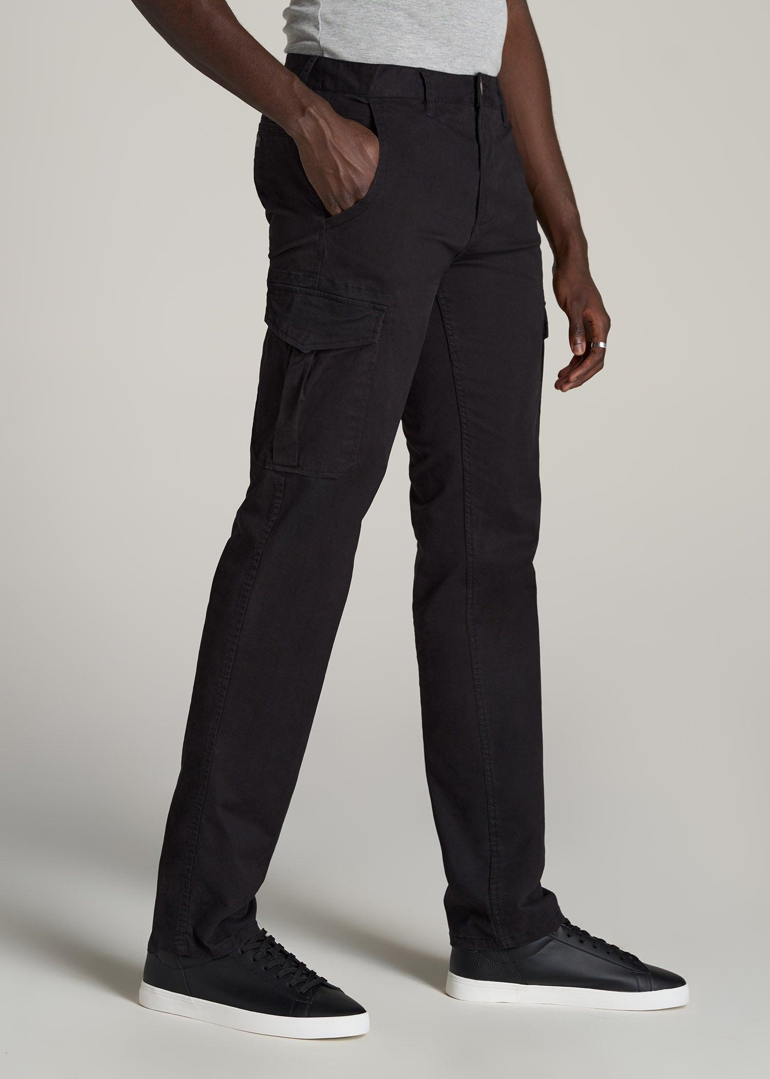 Stretch Twill Cargo Pants for Tall Men in Black product image