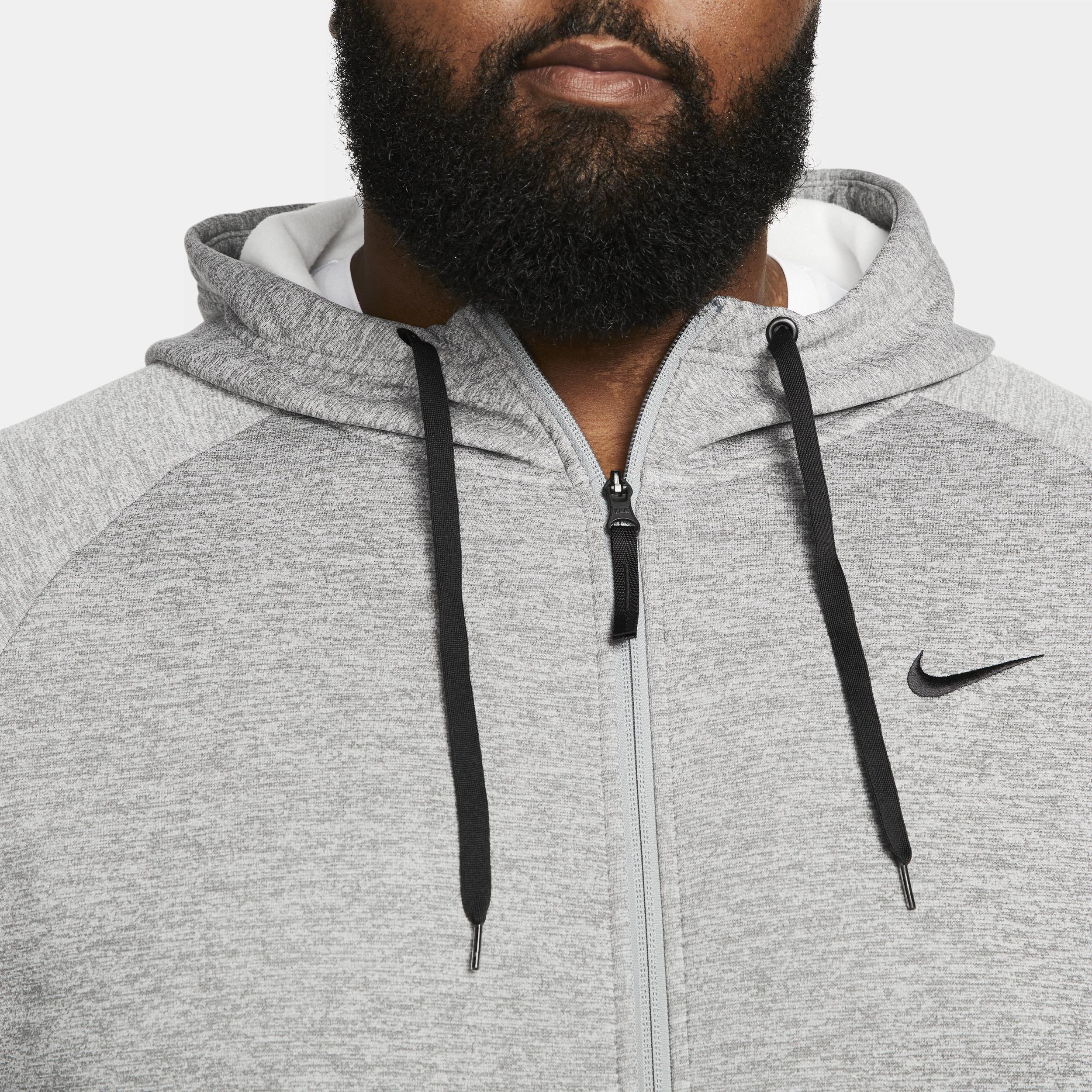 Nike Mens Nike Therma Fleece Full-Zip Hoodie - Mens Black/Particle Grey/Dark Grey Heather Product Image