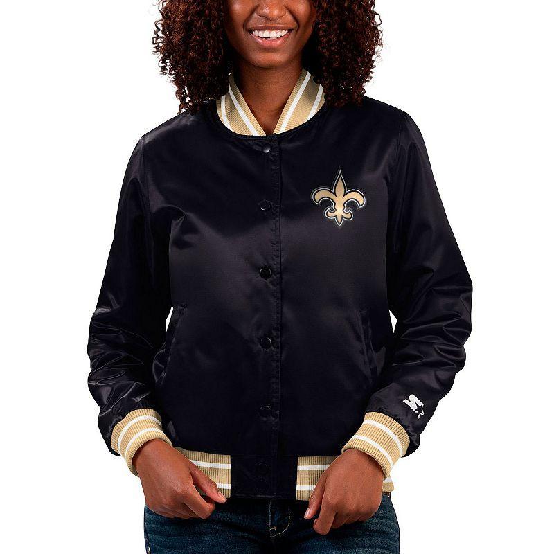 Womens Starter New Orleans Saints Full Count Satin Full-Snap Varsity Jacket Product Image