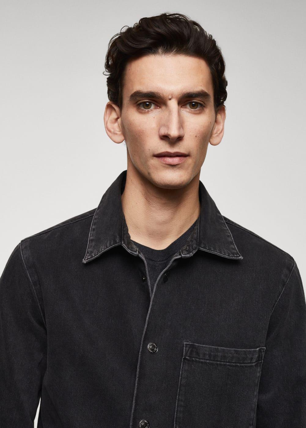 MANGO MAN - Pocket denim overshirt black denimMen Product Image