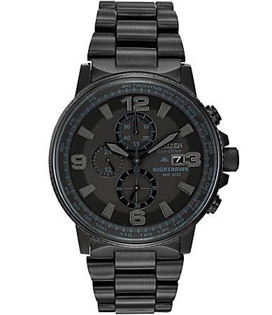 Citizen Mens Nighthawk Chronograph Black Stainless Steel Bracelet Watch Product Image