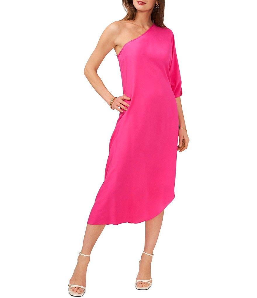 Vince Camuto One Shoulder 3/4 Sleeve Midi Caftan Dress Product Image