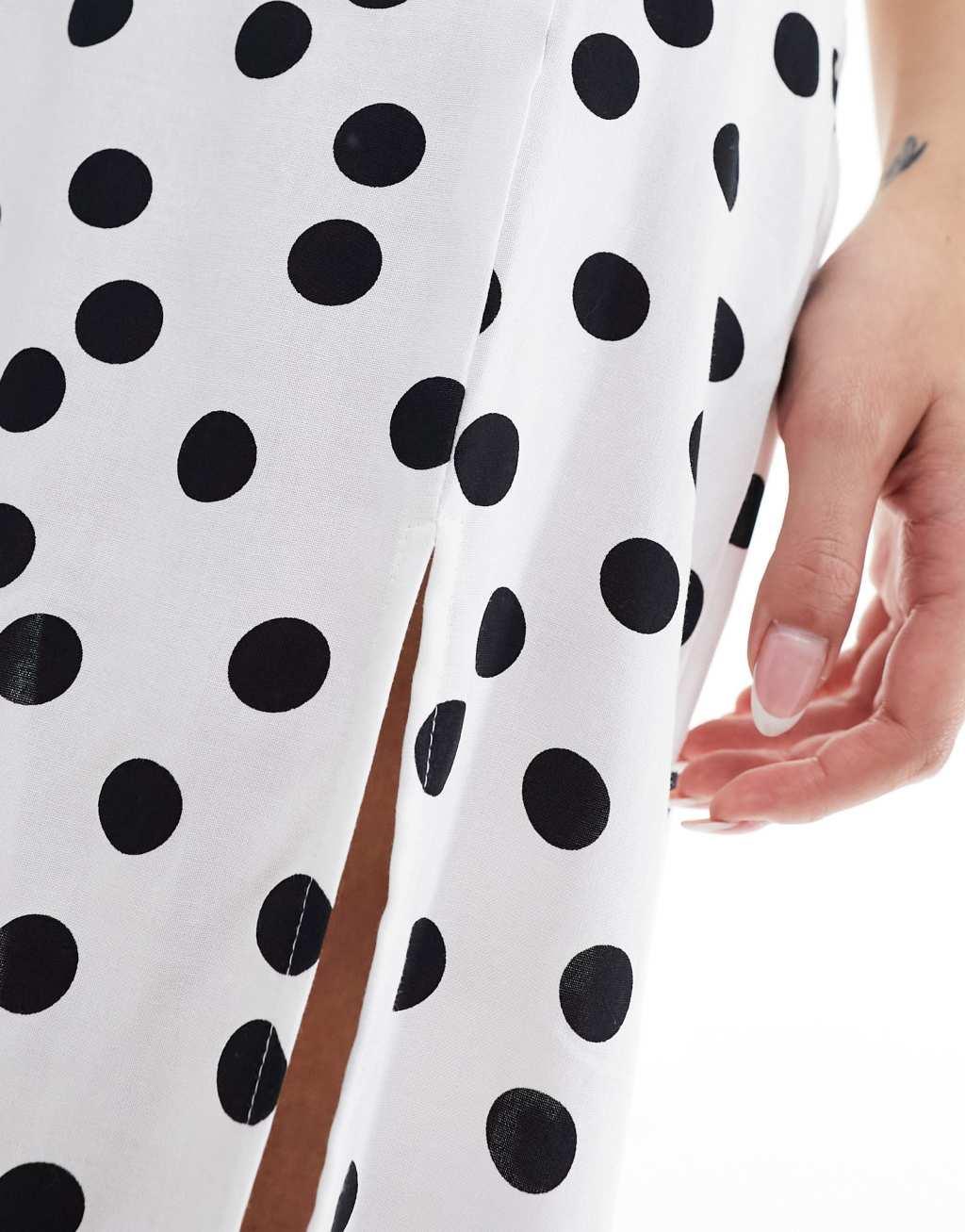 ASOS DESIGN split leg maxi skirt in cream spot print Product Image